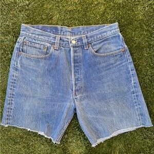 Vintage 90’s Levi’s 501 Cut-Off Jean Shorts Indie Grunge Raw Hem Button Fly 34